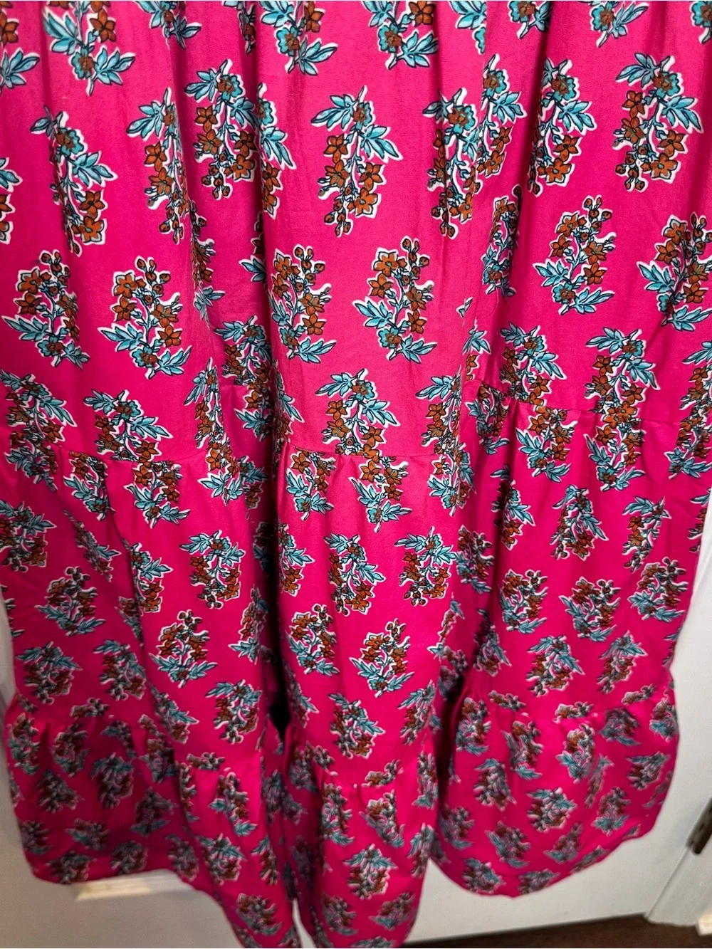 J.Crew Pink Floral Puff Sleeve Smocked Midi Dress Cotton Size 4 Cottagecore
